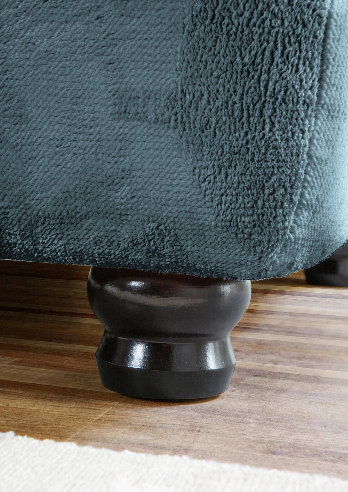 HÖRNSOFFA i plysch petrol  - petrol/mörkbrun, Klassisk, trä/textil (288/190cm) - MID.YOU