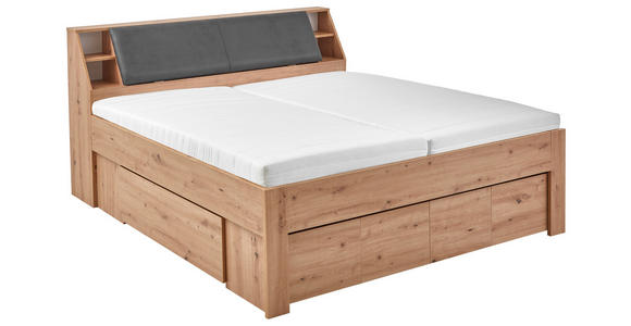 STAURAUMBETT 180/200 cm in Eiche Artisan - Eiche Artisan/Grau, KONVENTIONELL, Holzwerkstoff/Textil (180/200cm) - Carryhome