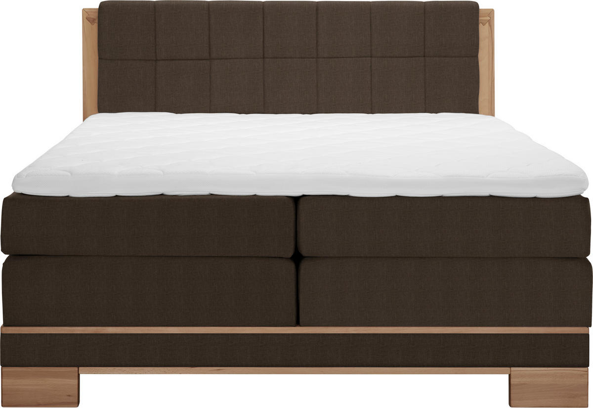 BOXSPRINGBETT 200/200 cm  in Buchefarben, Dunkelbraun  - Dunkelbraun/Buchefarben, Natur, Holz/Textil (200/200cm) - Linea Natura