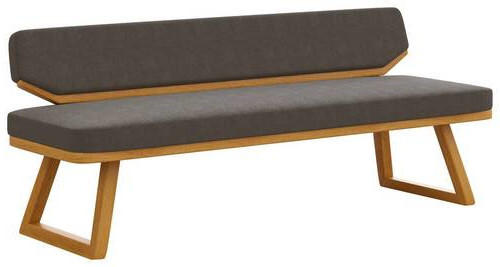 SITZBANK 190/80/52 cm Flachgewebe Eichefarben, Graubraun Eiche massiv  - Eichefarben/Graubraun, Basics, Holz/Textil (190/80/52cm) - Carryhome