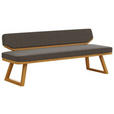 SITZBANK 190/80/52 cm Flachgewebe Graubraun, Eichefarben Eiche massiv  - Eichefarben/Graubraun, Basics, Holz/Textil (190/80/52cm) - Carryhome
