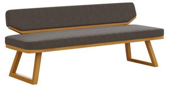 SITZBANK 190/80/52 cm Flachgewebe Graubraun, Eichefarben Eiche massiv  - Eichefarben/Graubraun, Basics, Holz/Textil (190/80/52cm) - Carryhome
