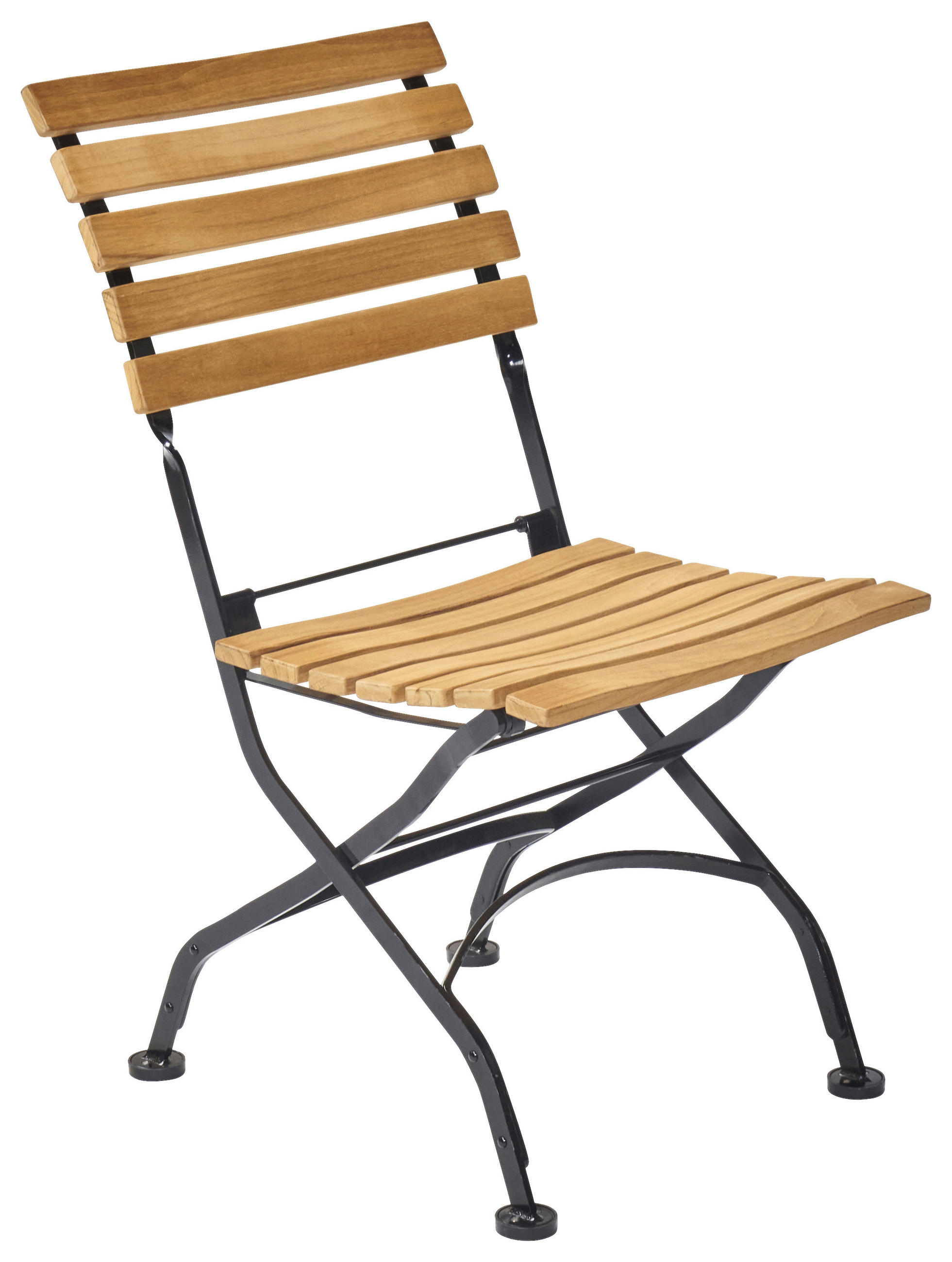 GARTENKLAPPSTUHL Teakholz Stahl Schwarz, Teakfarben  - Schwarz/Teakfarben, ROMANTIK / LANDHAUS, Holz/Metall (46/59/86,5cm) - Ambia Garden