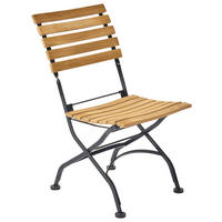 GARTENKLAPPSTUHL Teakholz Stahl Schwarz, Teakfarben  - Schwarz/Teakfarben, ROMANTIK / LANDHAUS, Holz/Metall (46/59/86,5cm) - Ambia Garden