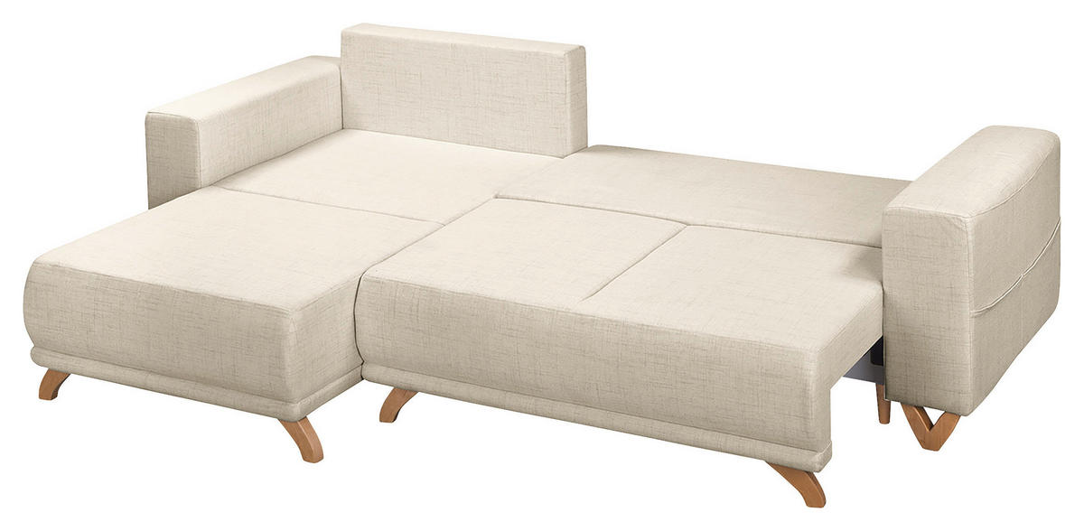 ECKSOFA in Textilgeflecht Hellgrau  - Wengefarben/Hellgrau, Design, Holz/Textil (257/174cm) - Livetastic