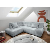 ECKSOFA ITALIA Hellblau Chenille Hocker  - Schwarz/Hellblau, MODERN, Kunststoff/Textil (203/254cm) - Livetastic