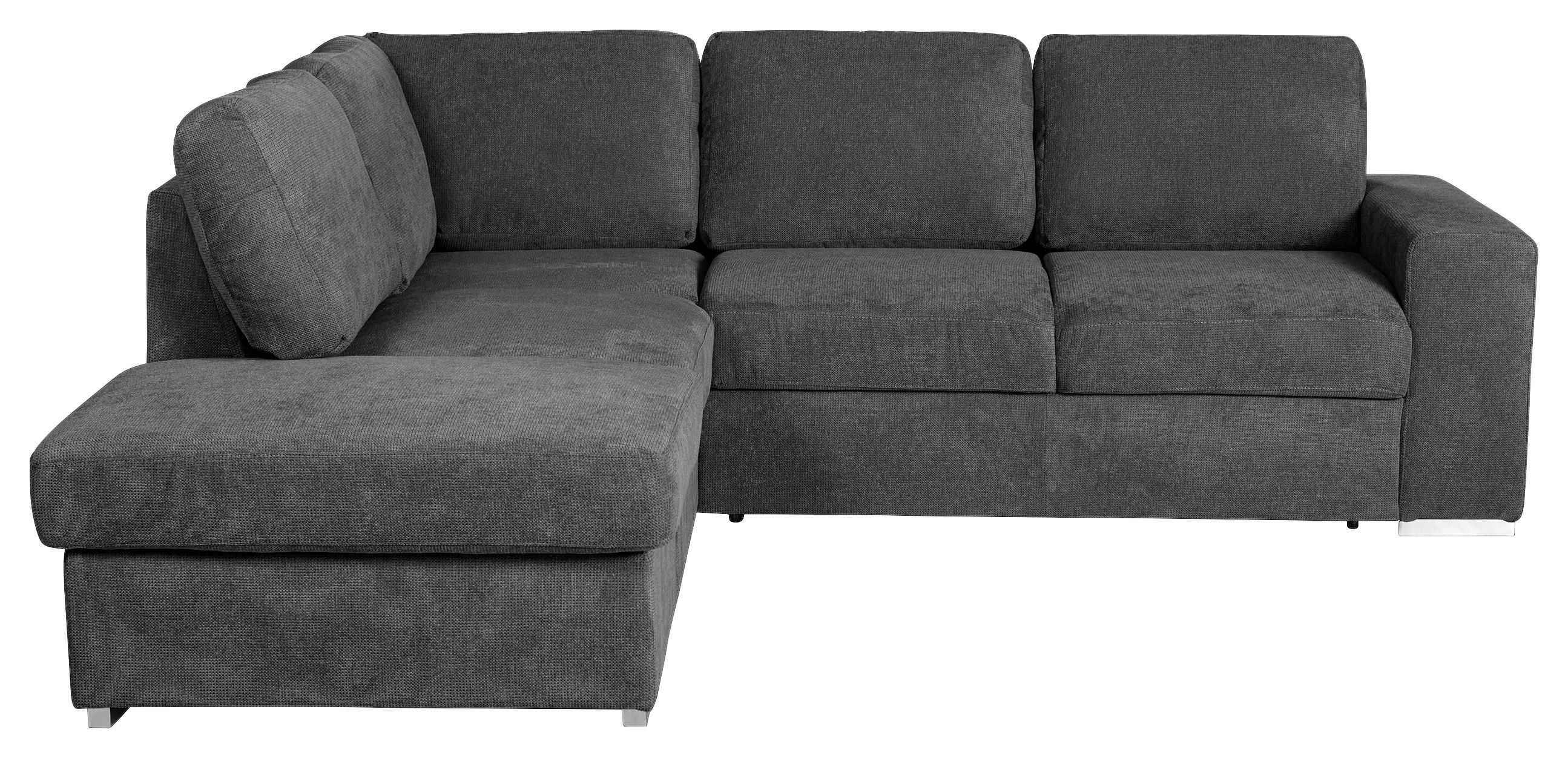 ECKSOFA in Mikrofaser Dunkelgrau  - Chromfarben/Dunkelgrau, KONVENTIONELL, Textil/Metall (213/248cm) - MID.YOU