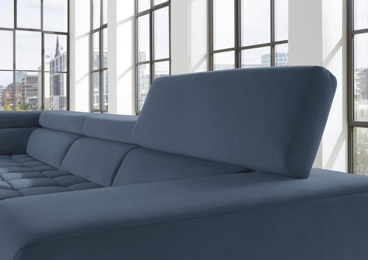 ECKSOFA  in Mikrofaser Blau  326/222 cm  - Chromfarben/Blau, Design, Textil/Metall (326/222cm) - Beldomo Speed