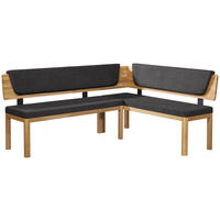 ECKBANK 195/155 cm Webstoff Schwarz, Eichefarben Eiche vollmassiv   - Eichefarben/Schwarz, KONVENTIONELL, Holz/Textil (195/155cm) - Linea Natura