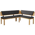 ECKBANK 195/155 cm Webstoff Schwarz, Eichefarben Eiche vollmassiv   - Eichefarben/Schwarz, KONVENTIONELL, Holz/Textil (195/155cm) - Linea Natura