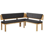 ECKBANK 195/155 cm Webstoff Schwarz, Eichefarben Eiche vollmassiv   - Eichefarben/Schwarz, KONVENTIONELL, Holz/Textil (195/155cm) - Linea Natura