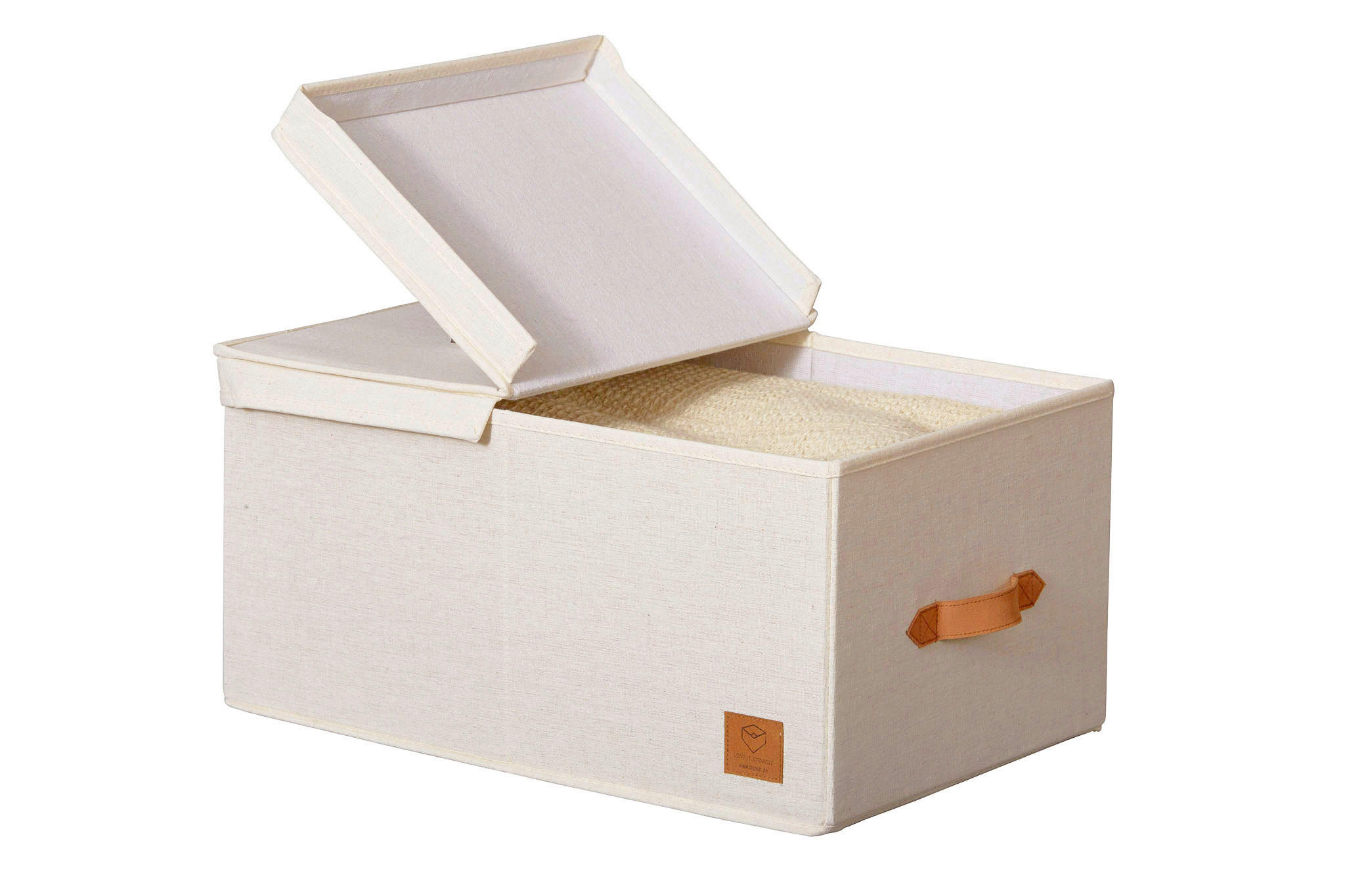 BOX MIT DECKEL Premium  - Beige, Basics, Textil (50/33/24cm) - Store It