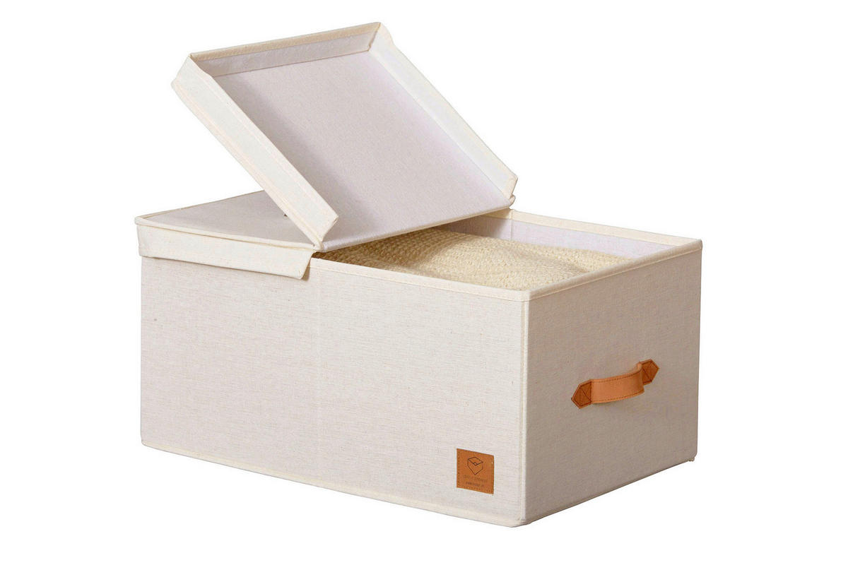 BOX MIT DECKEL Premium  - Beige, Basics, Textil (50/33/24cm) - Store It