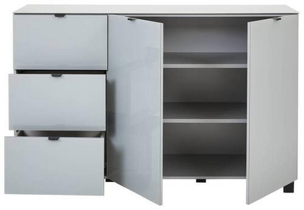 SIDEBOARD Grau, Hellgrau  165/105,1/52,5 cm  - Hellgrau/Schwarz, Design, Glas/Holzwerkstoff (165/105,1/52,5cm) - Hom`in