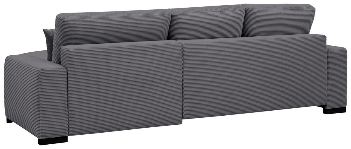 ECKSOFA in Cord Grau  - Schwarz/Grau, Design, Holz/Textil (264/184cm) - Stylife