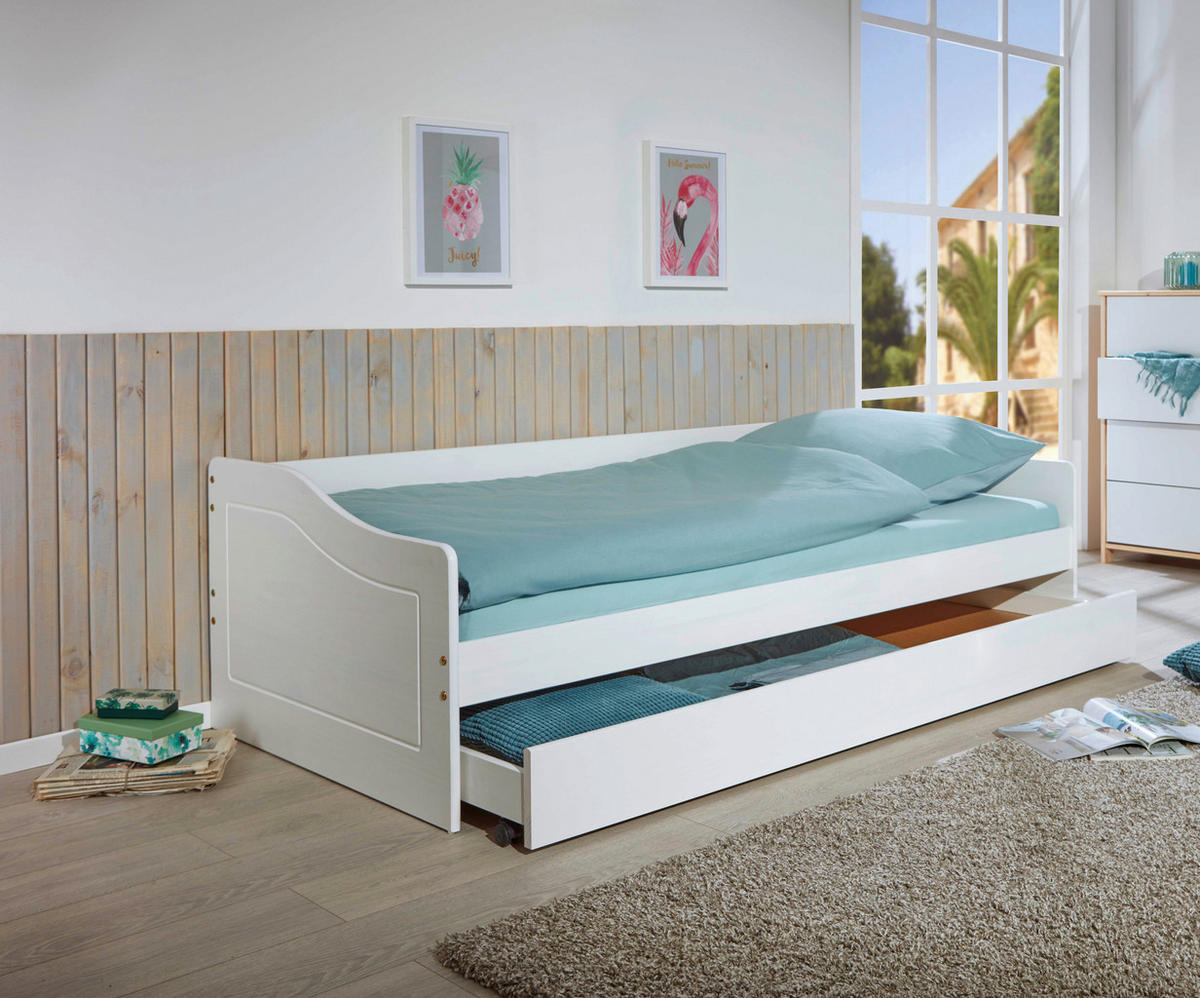 AUSZIEHBETT 90/190 cm Weiss  - Weiss/Naturfarben, Modern, Holz (90/190cm) - MID.YOU