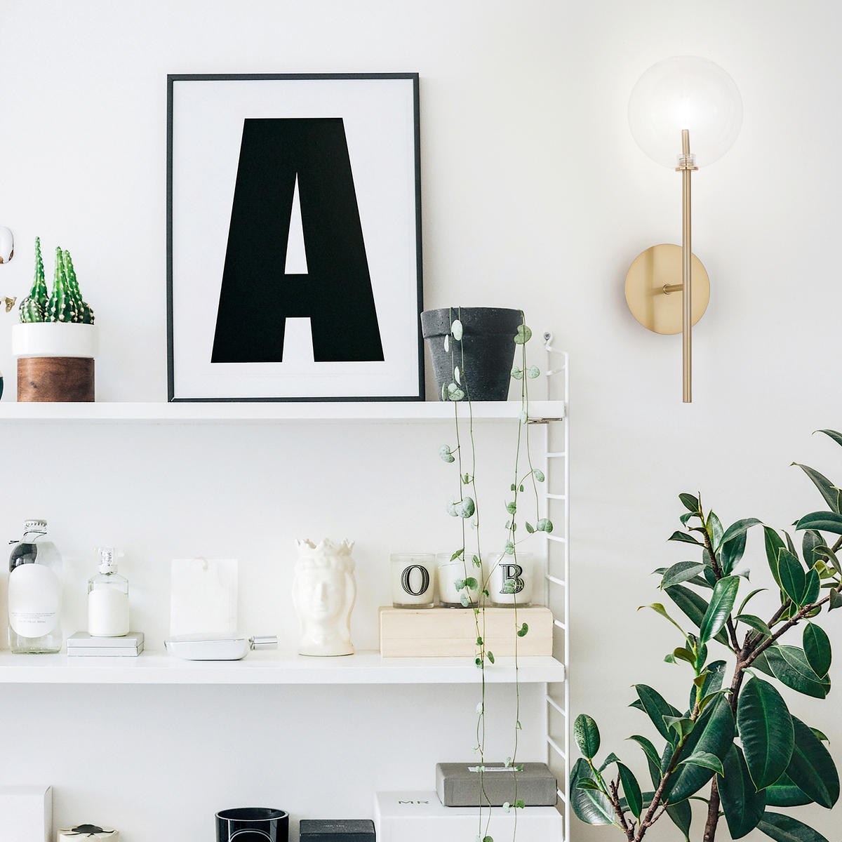 LED-WANDLEUCHTE 13/18/45 cm   - Messingfarben, KONVENTIONELL, Glas/Metall (13/18/45cm) - Ideal Lux