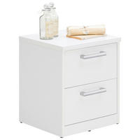 NOČNÍ STOLEK, bílá, 38/46/36 cm - bílá/barvy stříbra, Konvenční, kompozitní dřevo/plast (38/46/36cm) - Xora