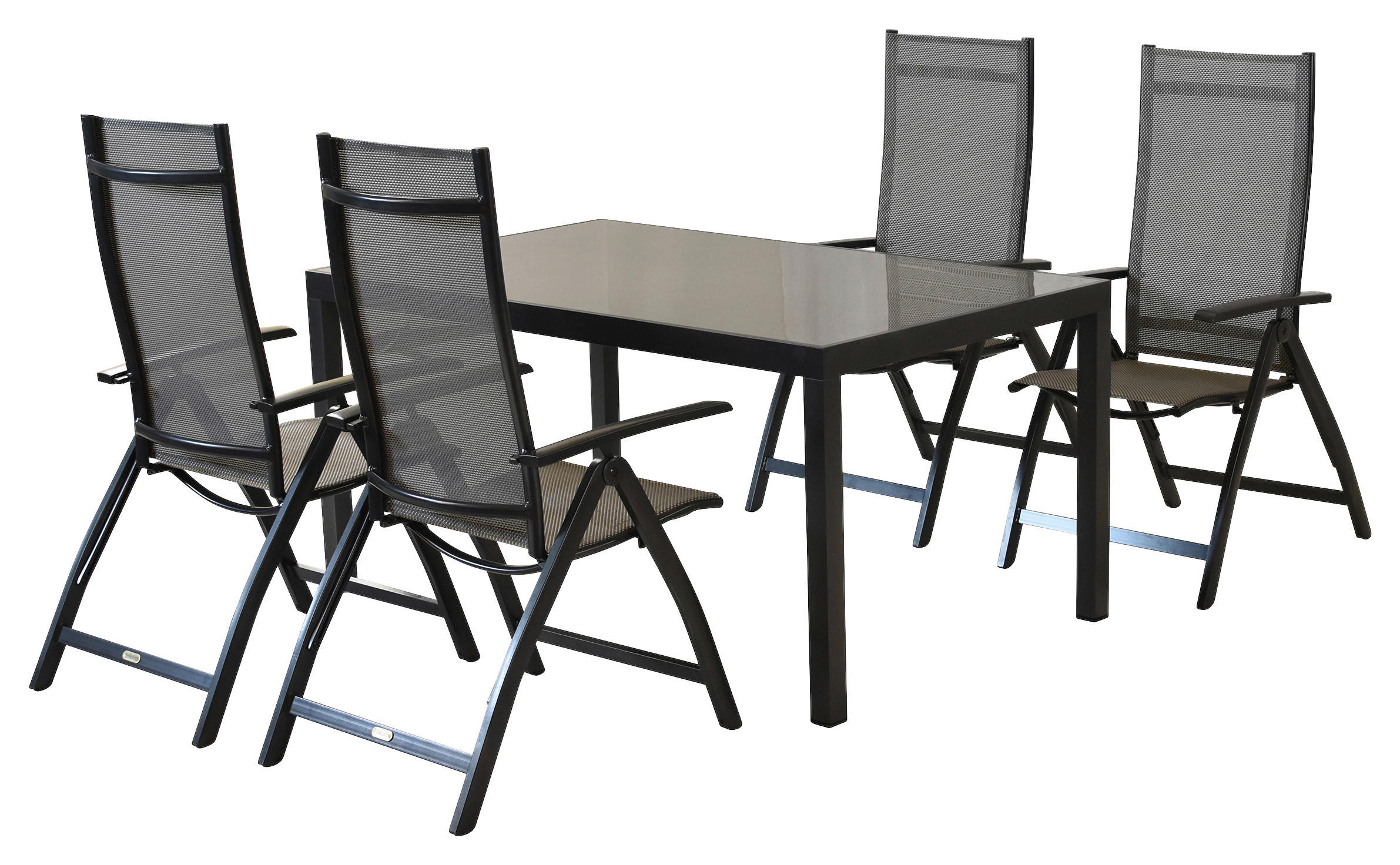 GARTENSET 5-teilig  - Graphitfarben/Braun, MODERN, Textil/Metall - Gardenson