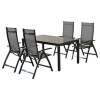 GARTENSET 5-teilig  - Graphitfarben/Braun, MODERN, Textil/Metall - Gardenson
