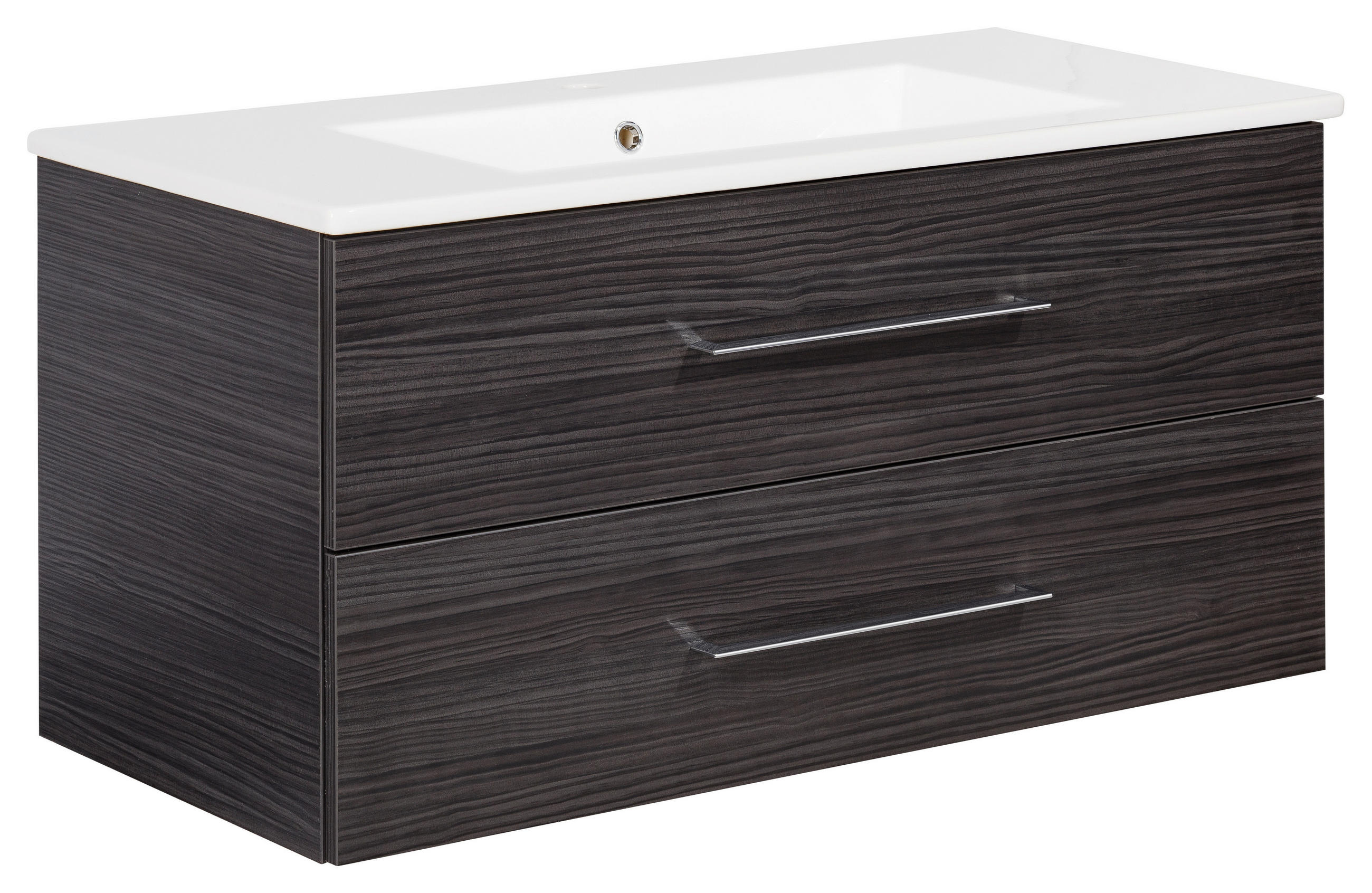 WASCHTISCHKOMBI 103 cm  - Dunkelbraun/Silberfarben, MODERN, Keramik/Holzwerkstoff (103cm) - MID.YOU