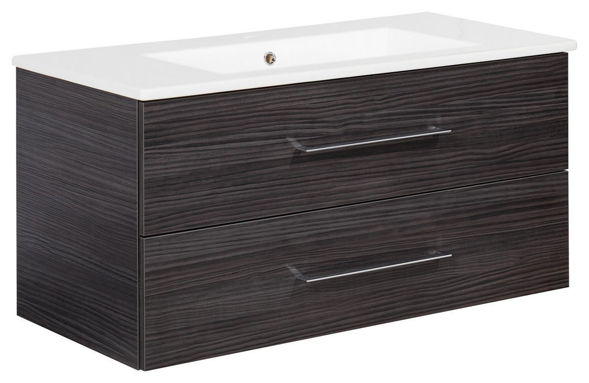 WASCHTISCHKOMBI 103 cm  - Dunkelbraun/Silberfarben, MODERN, Keramik/Holzwerkstoff (103cm) - MID.YOU