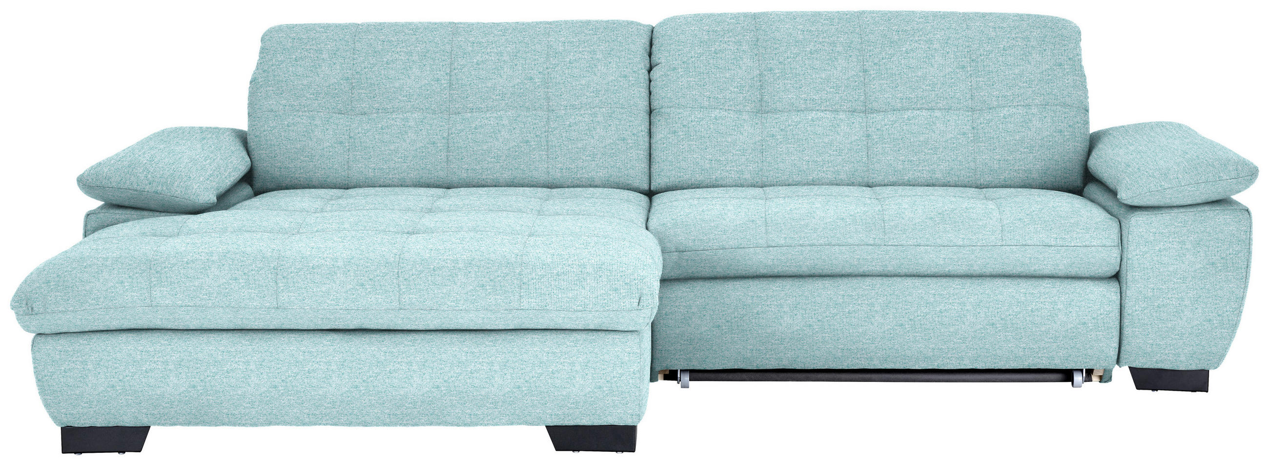 ECKSOFA in Webstoff Türkis  - Türkis/Schwarz, Design, Textil/Metall (180/265cm) - Carryhome
