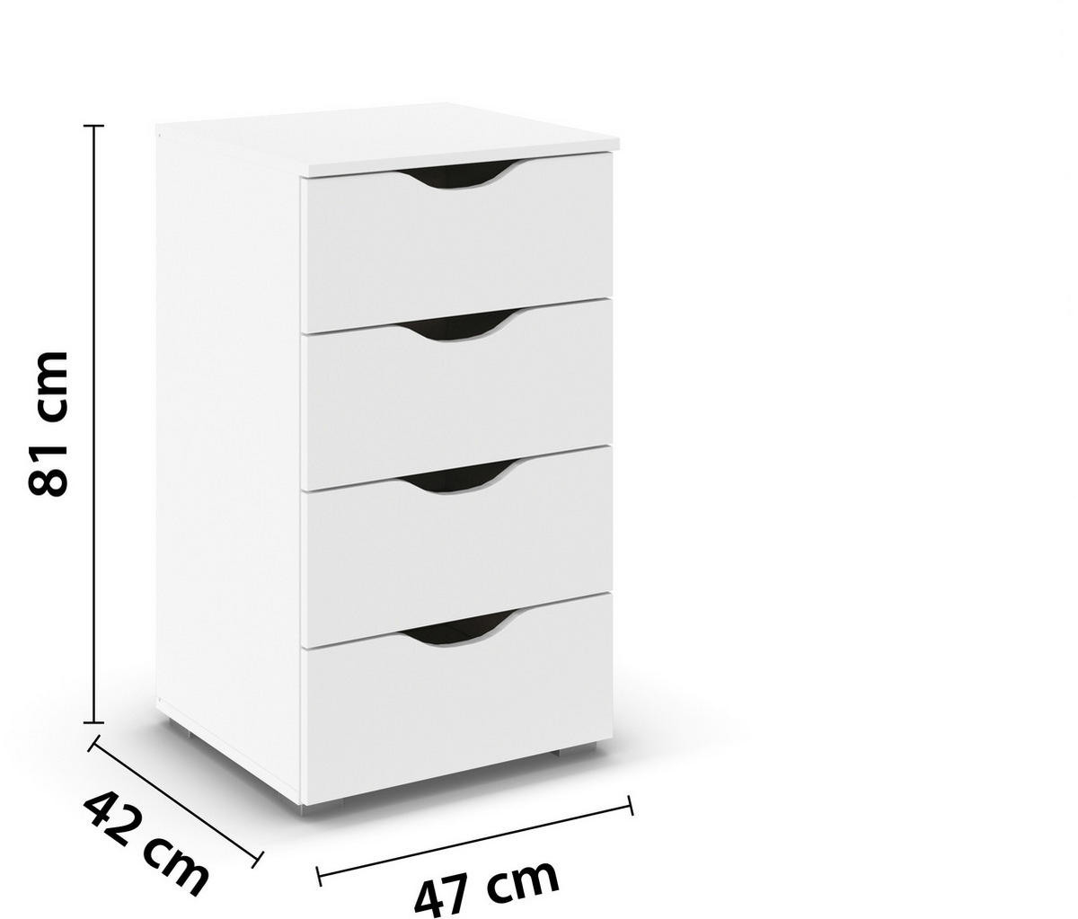 KOMMODE  in 47/81/42 cm  - Silberfarben/Weiß, MODERN, Holzwerkstoff (47/81/42cm) - Rauch Möbel