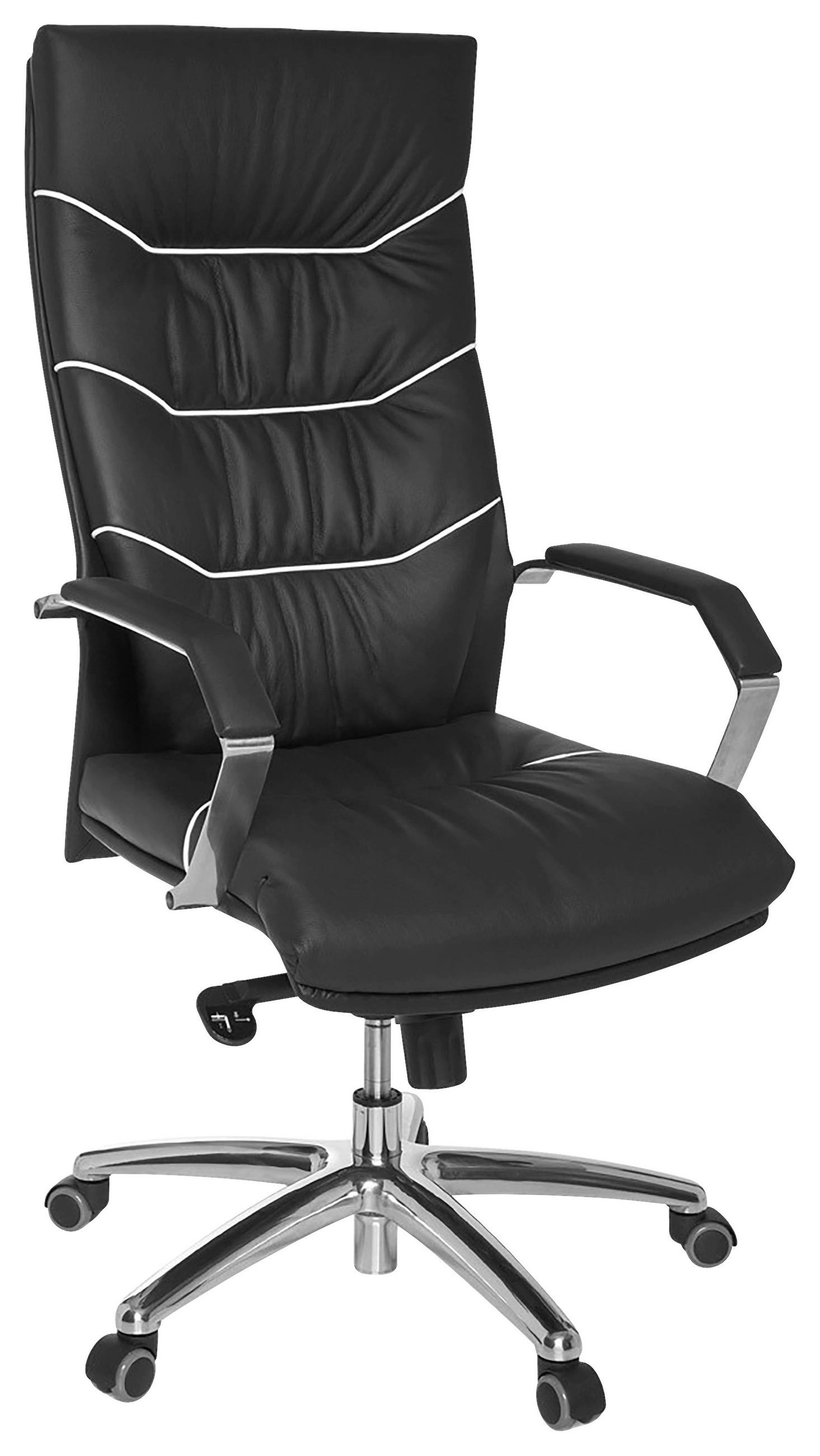Chefsessel Ferrol + Armstützen Leder Schwarz Bis 120 Kg
