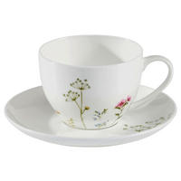 CAPPUCCINO ŠÁLKA S TANIERIKOM kostný porcelán (bone china) - viacfarebná/biela, Lifestyle, keramika - Novel
