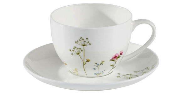 CAPPUCCINOTASSE MIT UNTERTASSE - Multicolor/Weiß, Basics, Keramik - Novel