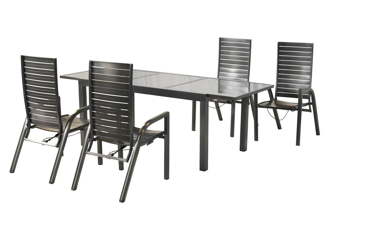 GARTENTISCHGRUPPE Aluminium  - Graphitfarben, KONVENTIONELL, Metall - Gardenson