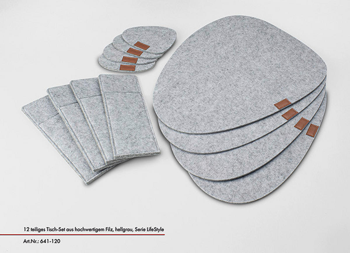 ÉTKEZŐALÁTÉT textil  - világosszürke, Lifestyle, textil (43,5/33/3,5cm) - Justinus