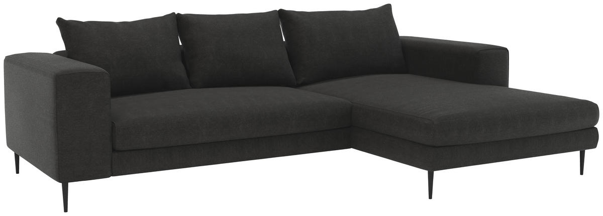 ECKSOFA in Struktur Graphitfarben  - Schwarz/Graphitfarben, Modern, Textil/Metall (325/170cm) - Trendmanufaktur