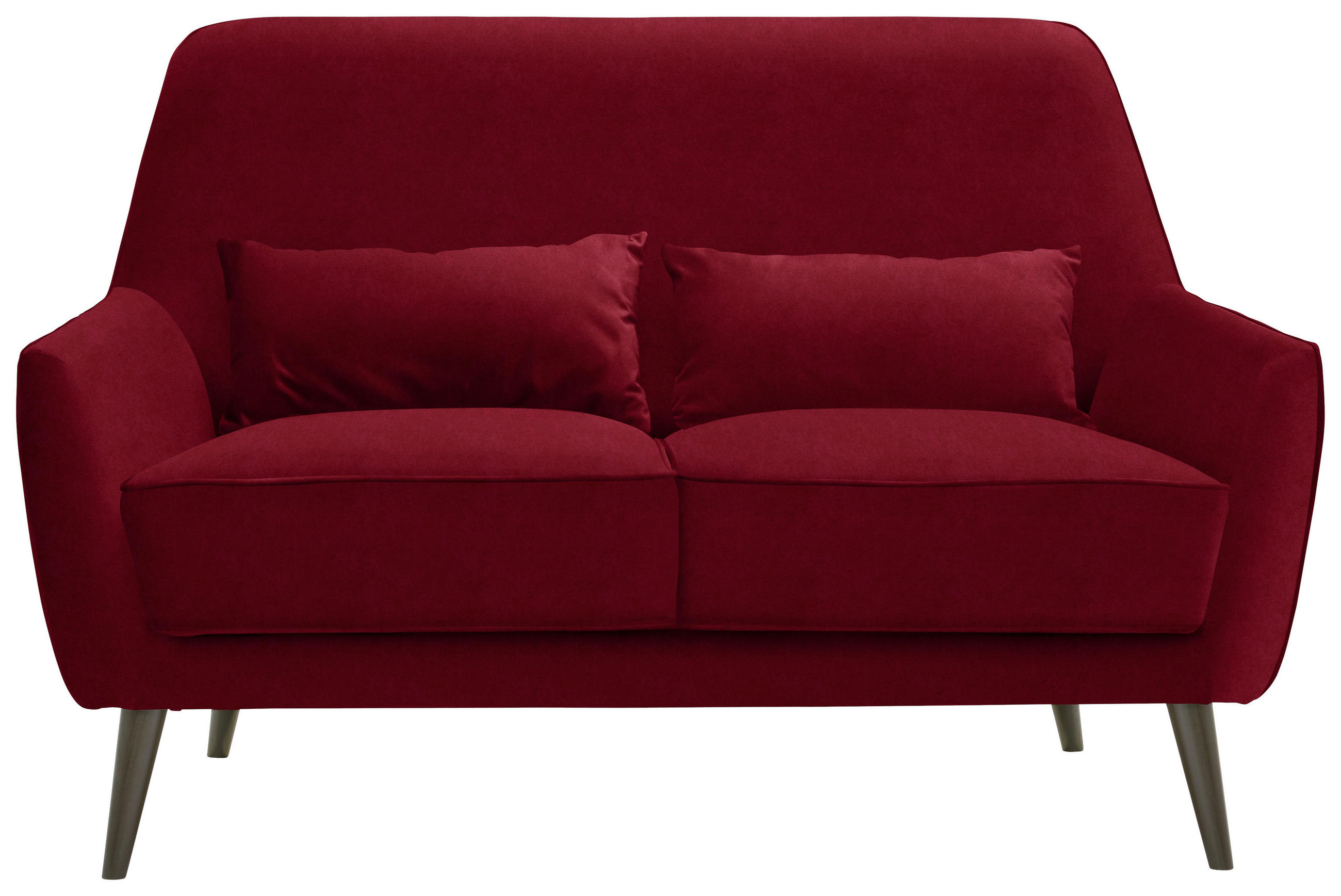 2-SITZER-SOFA in Mikrofaser Rot - Rot/Schwarz, Trend, Holz/Textil (135/86/80cm) - Carryhome