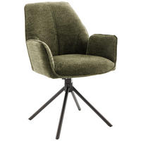 ARMLEHNSTUHL  Sitzfläche 180° drehbar, automatische Rückholfunktion Struktur  Olivgrün  - Schwarz/Olivgrün, Design, Textil/Metall (59/88/63cm) - Carryhome