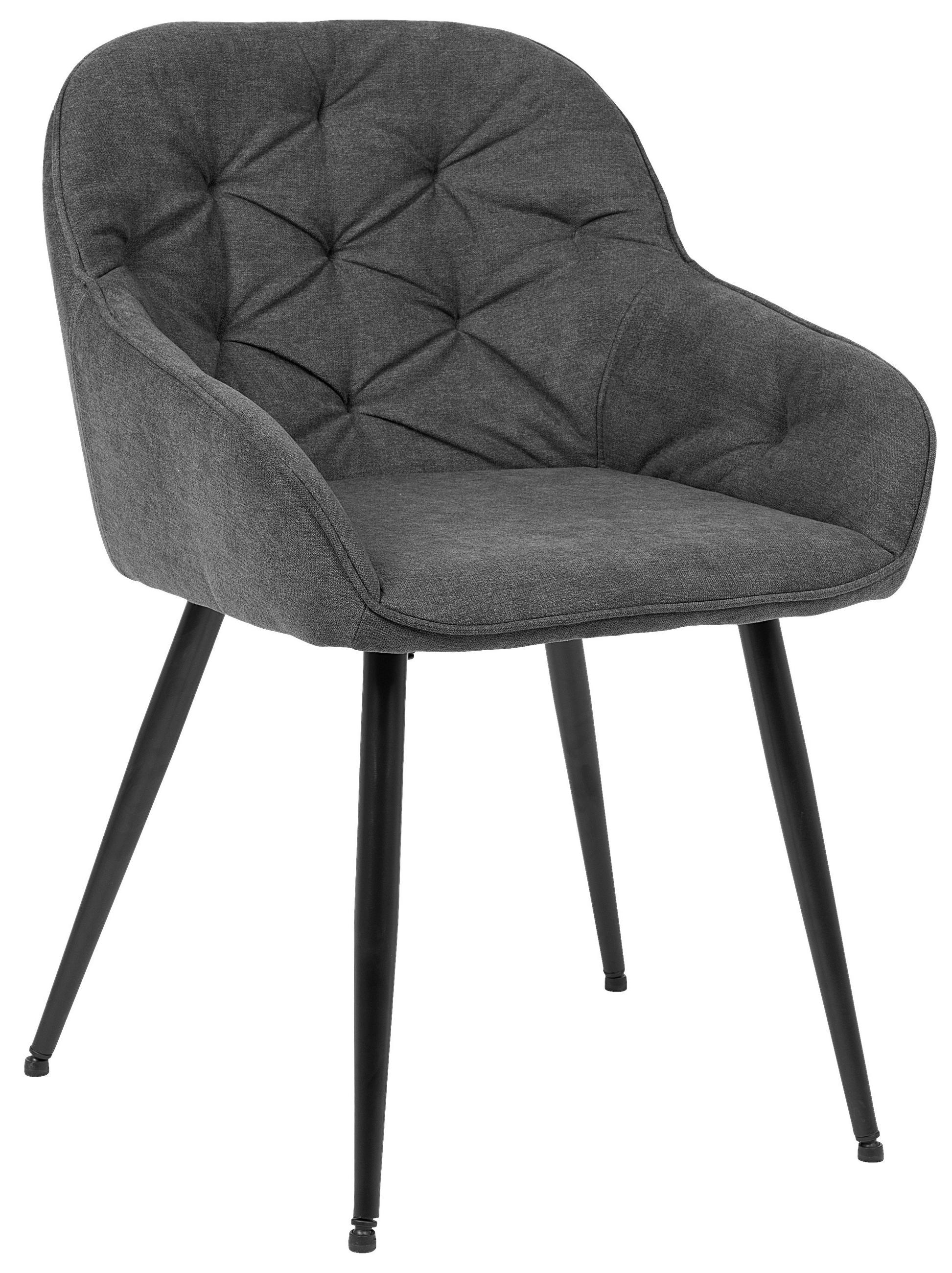 SCAUN CU BRAȚE din metal, textil, gri,