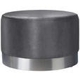 HOCKER in Metall, Textil Grau, Edelstahlfarben  - Edelstahlfarben/Grau, Trend, Textil/Metall (55/35/55cm) - Xora