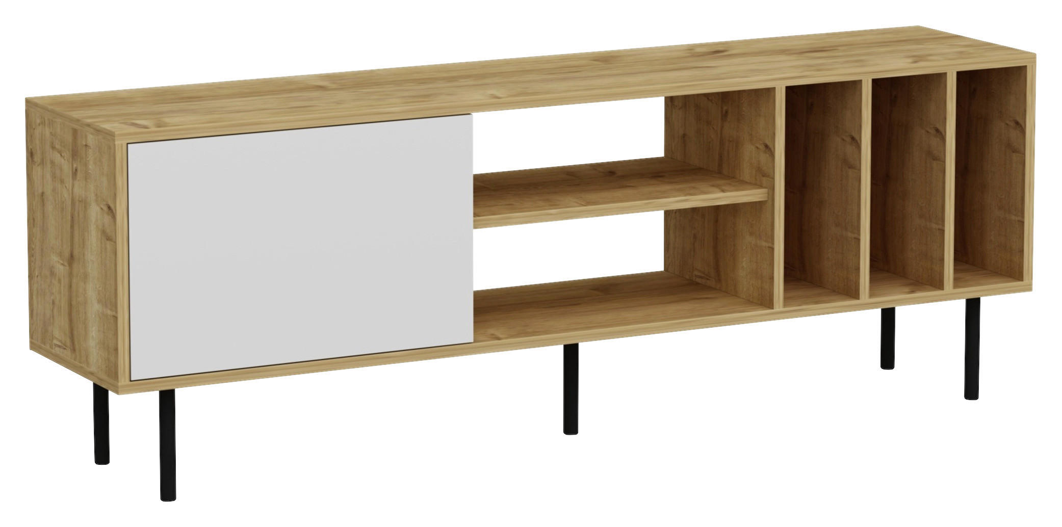 LOWBOARD Canberra  160/57/35 cm  - Eichefarben/Schwarz, Design, Holzwerkstoff/Metall (160/57/35cm) - Livetastic