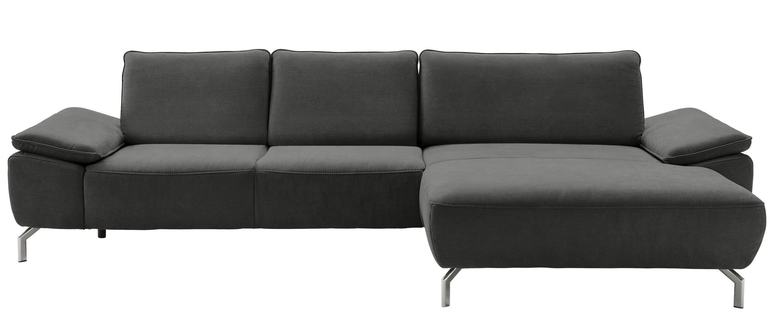 ECKSOFA Anthrazit Chenille  - Chromfarben/Anthrazit, Design, Textil/Metall (335/181cm) - Musterring