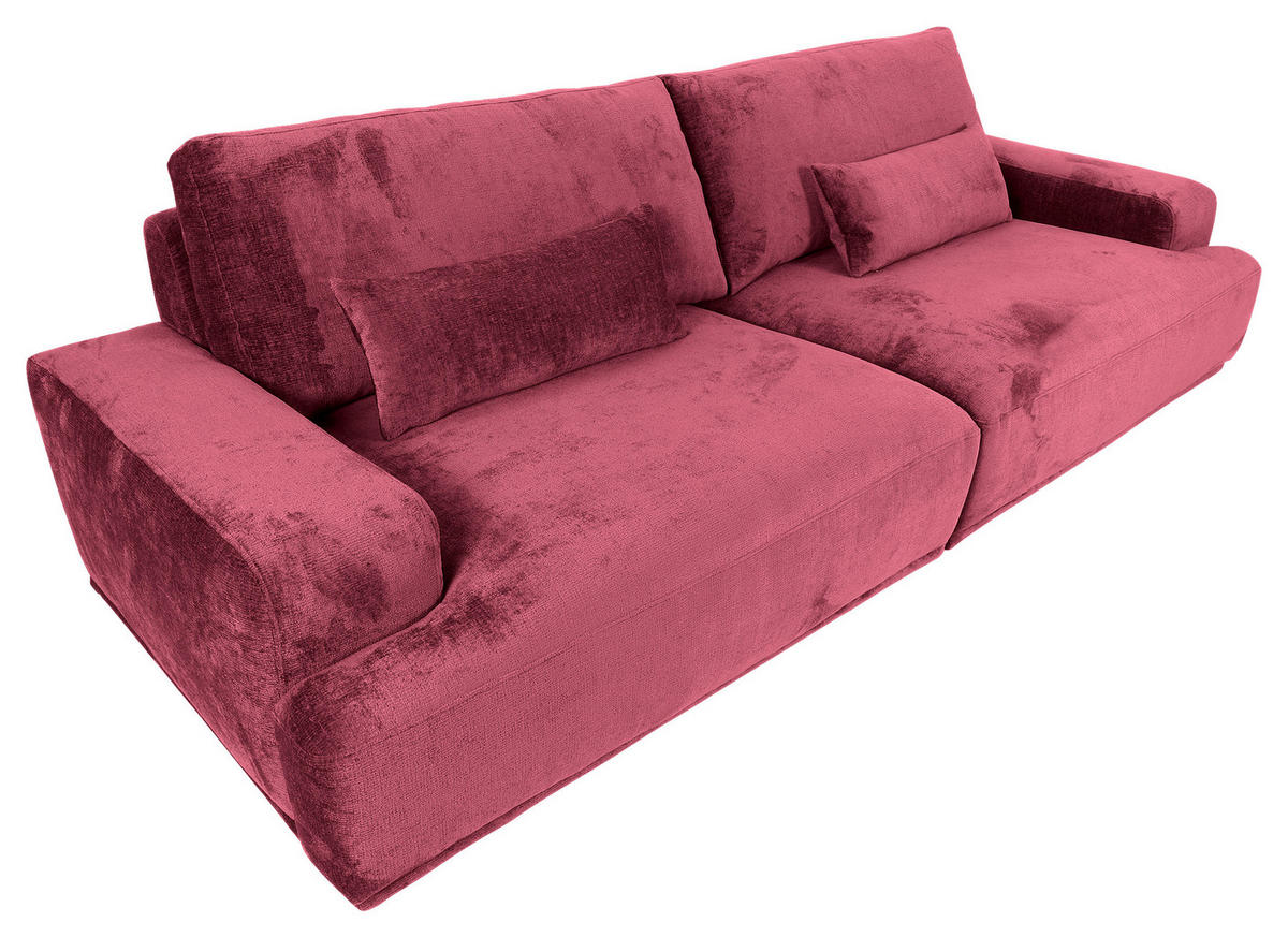 BIG SOFFA i chenille bordeaux  - bordeaux/svart, Klassisk, textil/plast (282/73/115cm) - MID.YOU