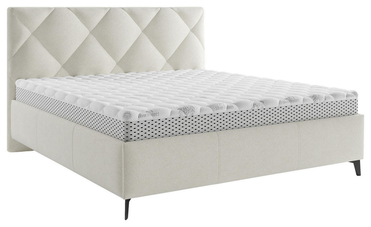 POLSTERBETT 140/200 cm,  in Bronzefarben, gepolstertes Kopfteil, Lattenrost, Bettkasten,  - Beige/Schwarz, MODERN, Holz/Textil (140/200cm) - Boxxx