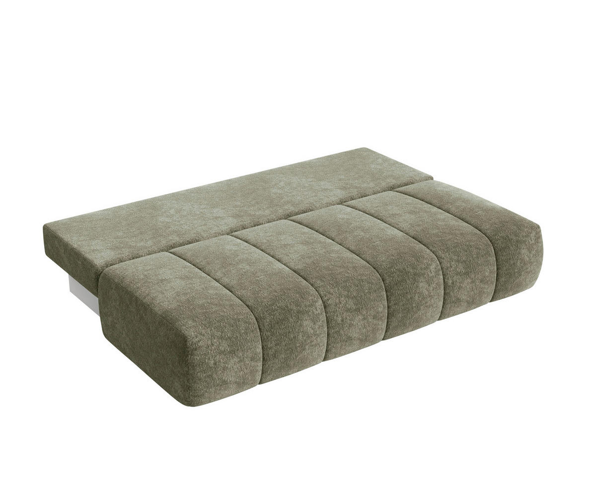 SCHLAFSOFA Chenille Grün  inkl. Zierkissen, Rückenkissen, Bettkasten, Schlaffunktion, Rücken echt, Liegefläche im Originalstoff  - Schwarz/Grün, MODERN, Kunststoff/Textil (210/88/104cm) - Milino