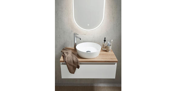 WASCHTISCHKOMBI 80 cm - Weiß Hochglanz/Eichefarben, Keramik/Holzwerkstoff (80cm) - Novel