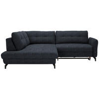 ECKSOFA  in Flachgewebe, Leinenoptik Dunkelblau  208/247 cm  - Schwarz/Dunkelblau, Design, Textil/Metall (208/247cm) - Xora