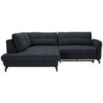 ECKSOFA in Flachgewebe, Leinenoptik Dunkelblau  208/247 cm  - Schwarz/Dunkelblau, Design, Textil/Metall (208/247cm) - Xora
