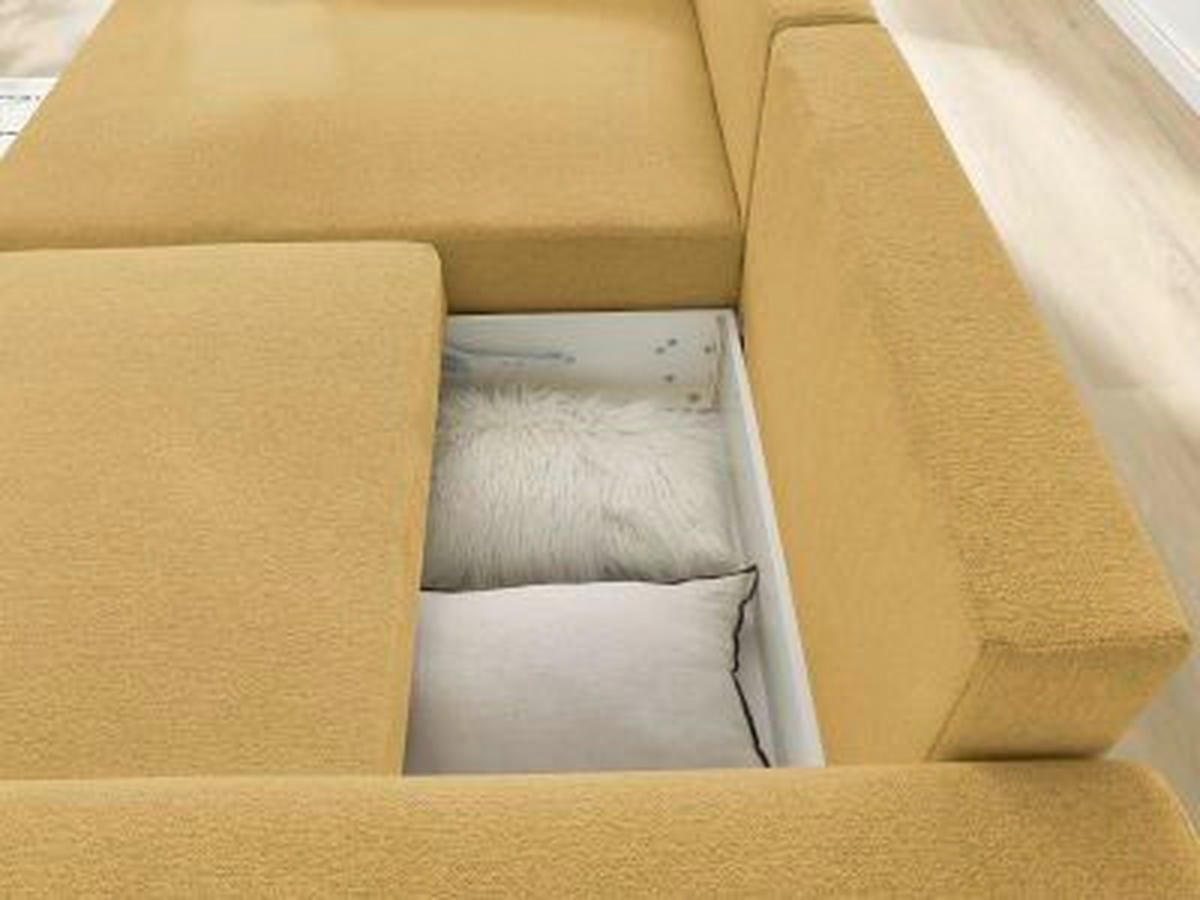 ECKSOFA Ottomane links  ATILLA Gelb Flachgewebe  - Gelb/Schwarz, MODERN, Kunststoff/Textil (149/244cm)