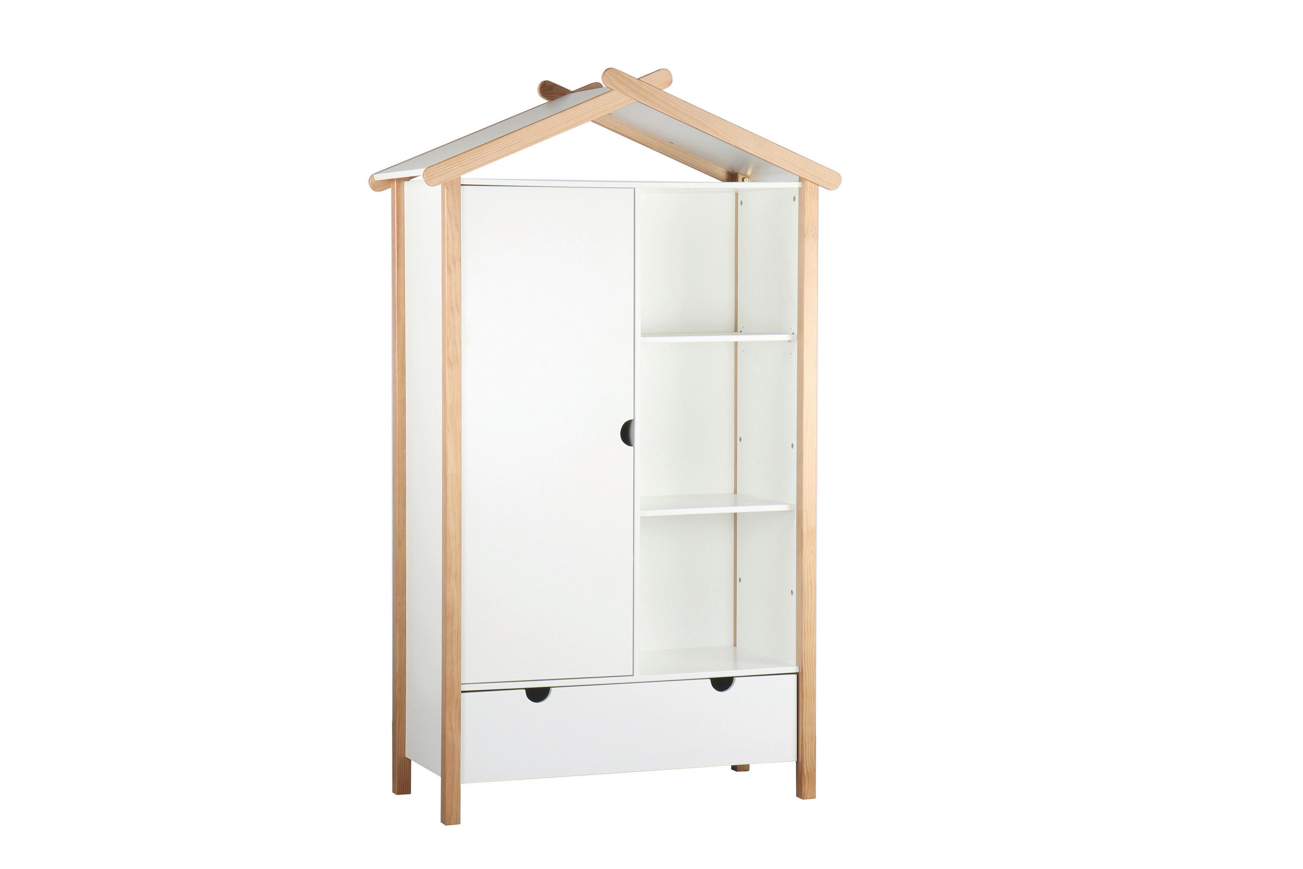 Livetastic Drehtürenschrank Natur, Weiß 112x187x51 cm