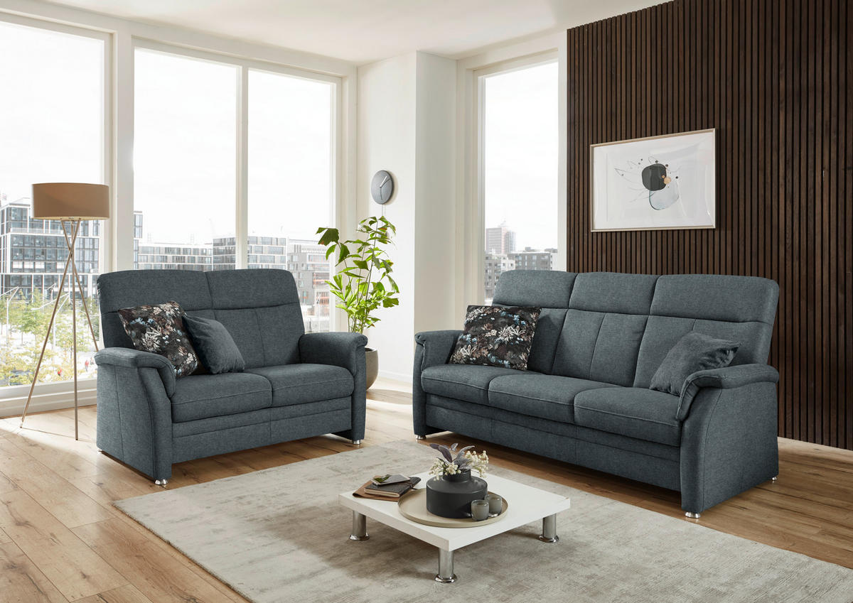 3-SITZER-SOFA Flachgewebe Grau  - Alufarben/Grau, Konventionell, Textil/Metall (194/100/89cm) - Beldomo Comfort