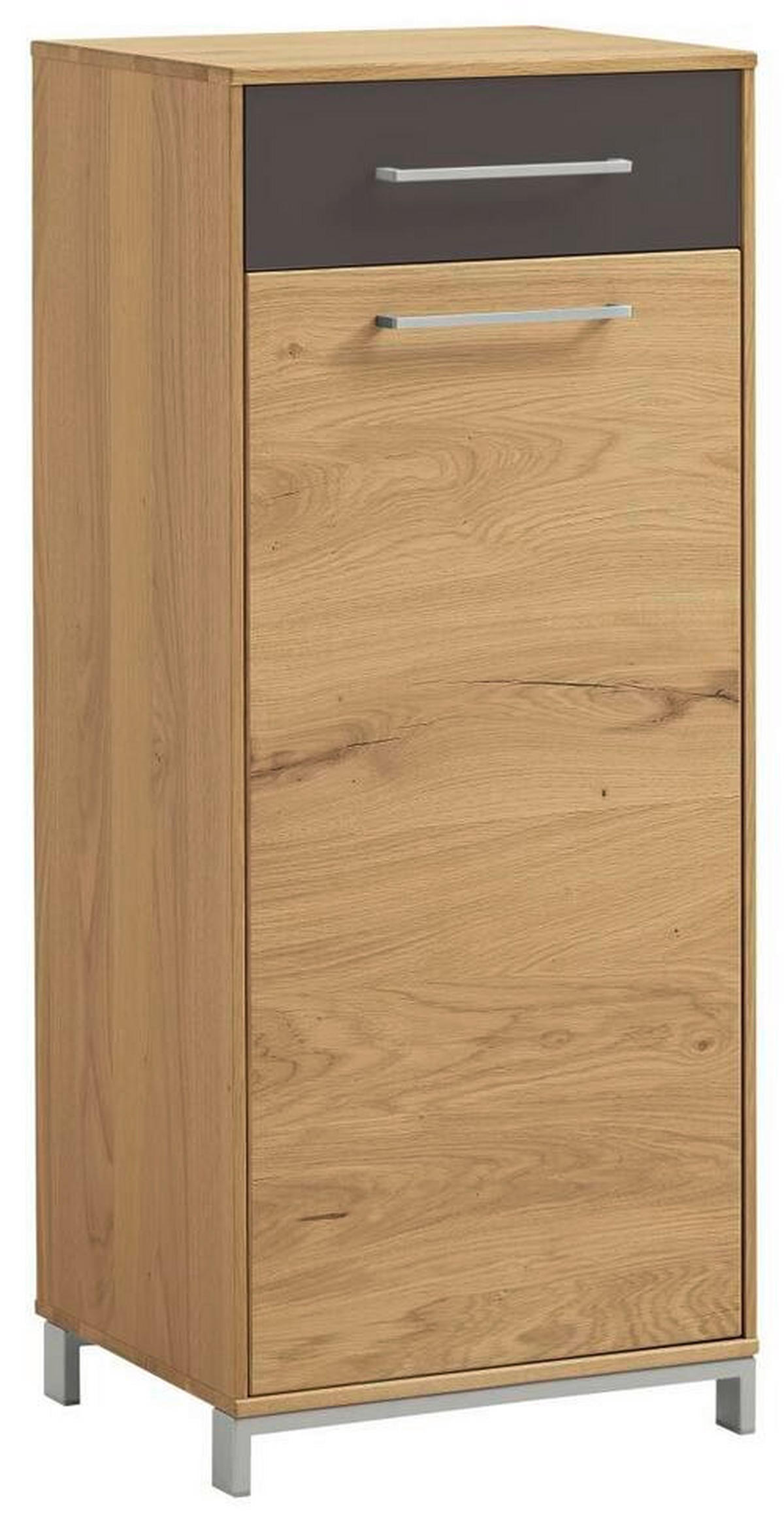 SCHUHSCHRANK  in 44/105/37 cm  - Edelstahlfarben/Eichefarben, Natur, Glas/Holz (44/105/37cm) - Novel